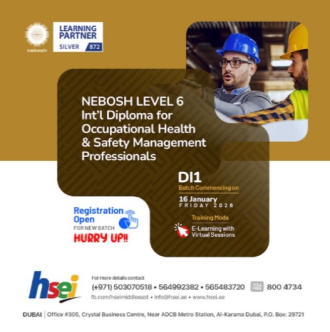 NEBOSH Level 6 Int'l Diploma for Occupational Health & Safety Management Professionals